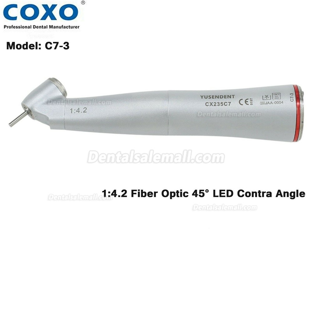 YUSENDENT COXO Dental Electric LED Micro Motor 1: 4.2 Fiber Optic 45°Contra Angle C7-3